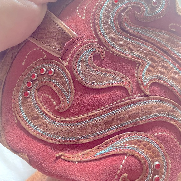 Ariat western leather pink tan boots size 8.5 - Picture 6 of 15